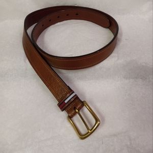 Tommy Hilfiger Belt Tan Genuine Leather Gold Toned Buckle Size 36"